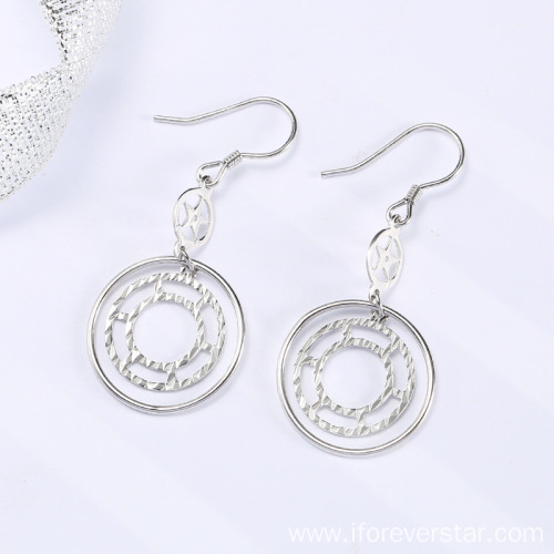 Jewelry Boho Large White CZ 925 Silver Earrings